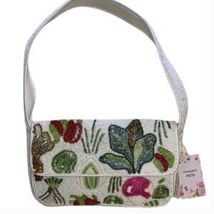 Handcrafted Made In India White Beaded Vegetable Shoulder Bag NWT Tik Tok Viral